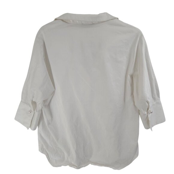 Tuckernuck Women's Pullover Blouse  3/4 SLeeve Collard White Size S Classic - Picture 4 of 7
